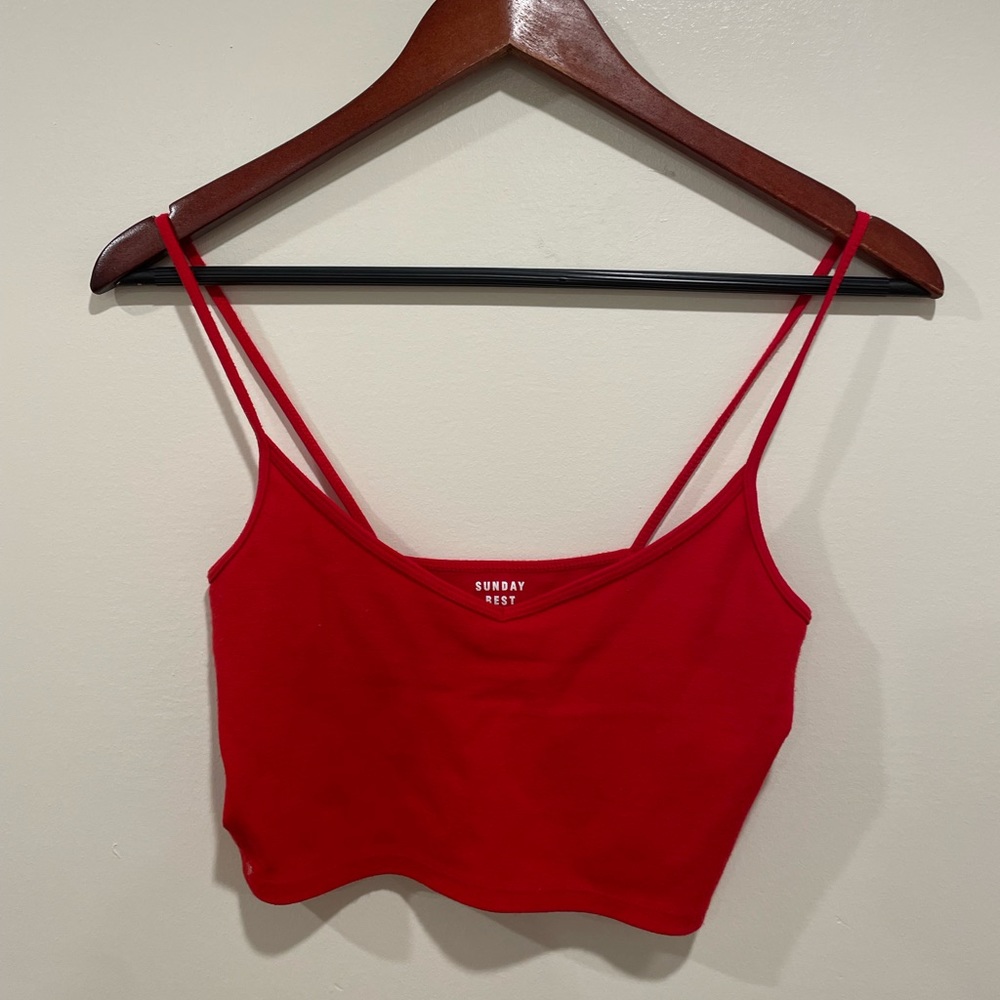 Aritzia red crop tank
